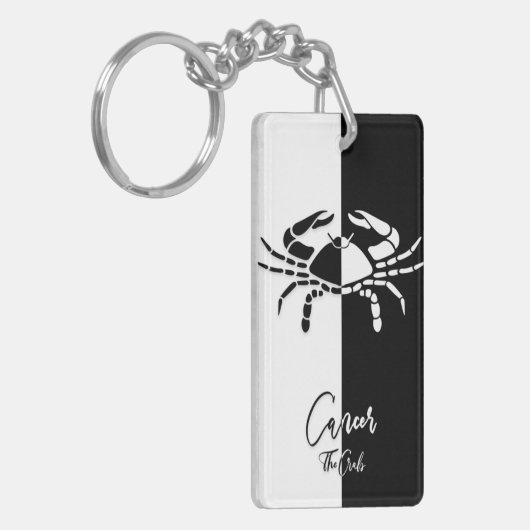 Kanker Zodiac Sign, Black & White Sleutelhanger (Voorkant Links)