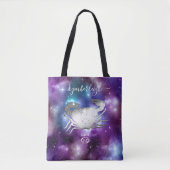 Kanker Zodiac Sign Cosmic Monogram Name Paars Tote Bag (Voorkant)