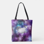 Kanker Zodiac Sign Cosmic Monogram Name Paars Tote Bag (Achterkant)
