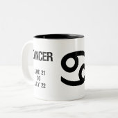 Kanker Zodiac Sign ("de dappere krab") Tweekleurige Koffiemok (Voorkant links)