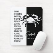 Kanker Zodiac Sign Mousepad, zwart-wit Muismat (Met muis)