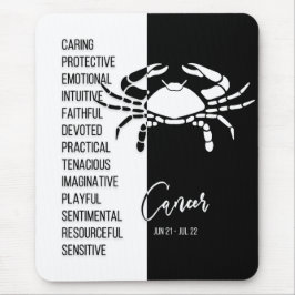 Kanker Zodiac Sign Mousepad, zwart-wit Muismat