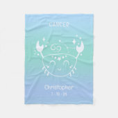 Kanker Zodiac Sternaam Geboorte Datum Blauw Baby Fleece Deken (Voorkant)