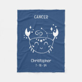 Kanker Zodiac Sternaam Geboorte Datum Blauw Baby Fleece Deken (Voorkant)