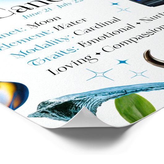 Kanker Zodiac sterteken Y2K Wit 4:5 Poster (Hoek)