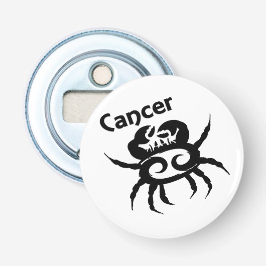 Kanker Zodiac Symbool en Persoonlijk Teken Button Flesopener (Voorkant)