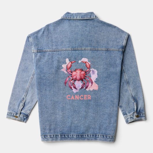 Kanker Zodiac teken Denim jas voor dames Jacket (Achterkant)