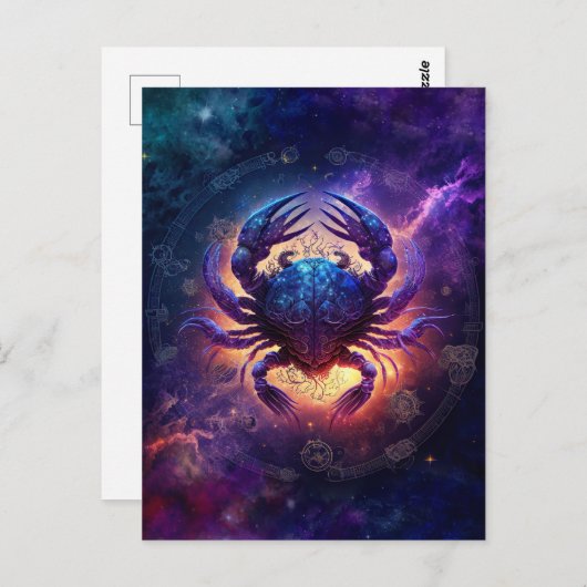 Kanker Zodiac Teken Waterverf Ontwerp Briefkaart (Voorkant / Achterkant)