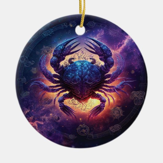 Kanker Zodiac Teken Waterverf Ontwerp Keramisch Ornament (Voorkant)