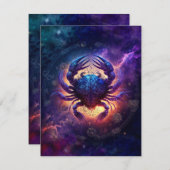 Kanker Zodiac Teken Waterverf Ontwerp Notitiekaartje (Voorkant / Achterkant)