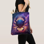 Kanker Zodiac Teken Waterverf Ontwerp Tote Bag (Dichtbij)