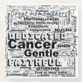 Kanker Zodiac Word Cloud Inspiratie Glazen Onderzetter (Voorkant)