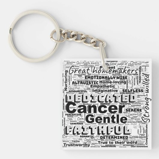 Kanker Zodiac Word Cloud Inspiratie Sleutelhanger (voorkant)