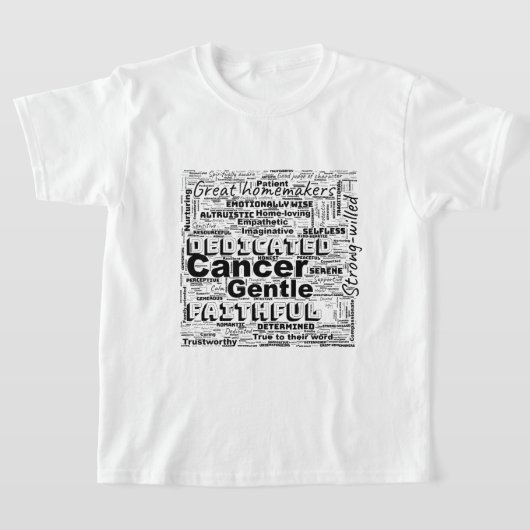 Kanker Zodiac Word Cloud Inspiratie T-shirt (Laagn)