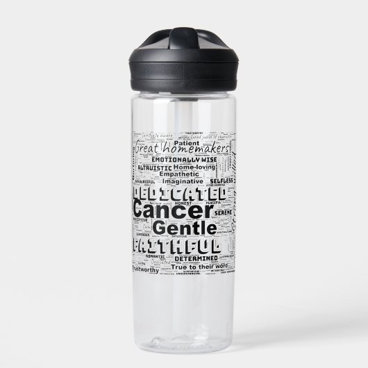 Kanker Zodiac Word Cloud Inspiratie Waterfles (Voorkant)