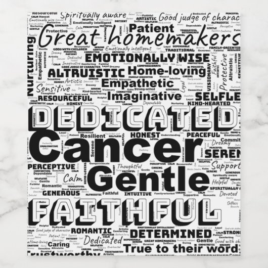 Kanker Zodiac Word Cloud Inspiratie Wijn Etiket (Enkel label)