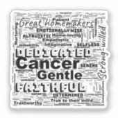 Kanker Zodiac Word Cloud Inspiration Viynl Sticker (Voorkant)