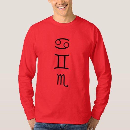 Kanker-zon, Gemini-maan, Scorpio-stijgende T-shirt (Voorkant)