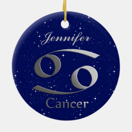 Kanker Zonneteken Symbool met Naam Keramisch Ornament (Achterkant)