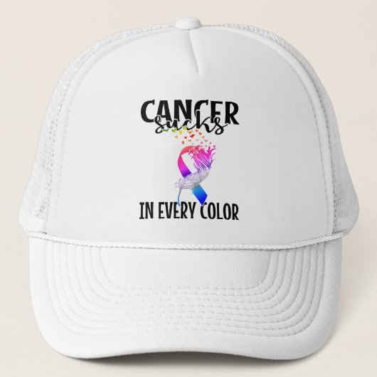 Kanker zweeft in elke kleurendoezelheid trucker pet (Voorkant)