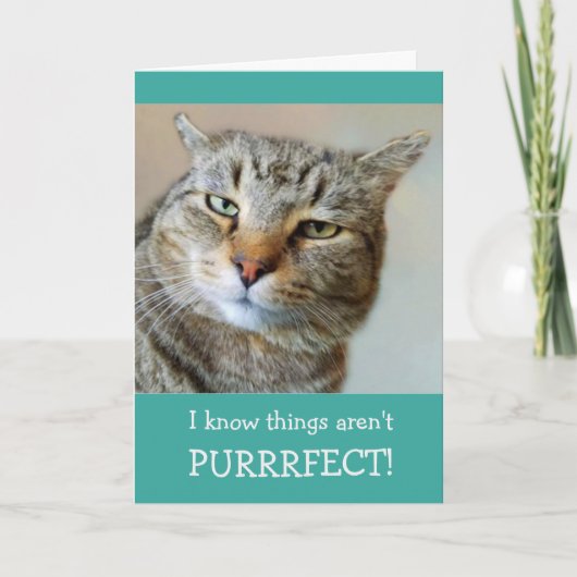 Kankeraanmoediging Funny Cat Kaart (Voorkant)