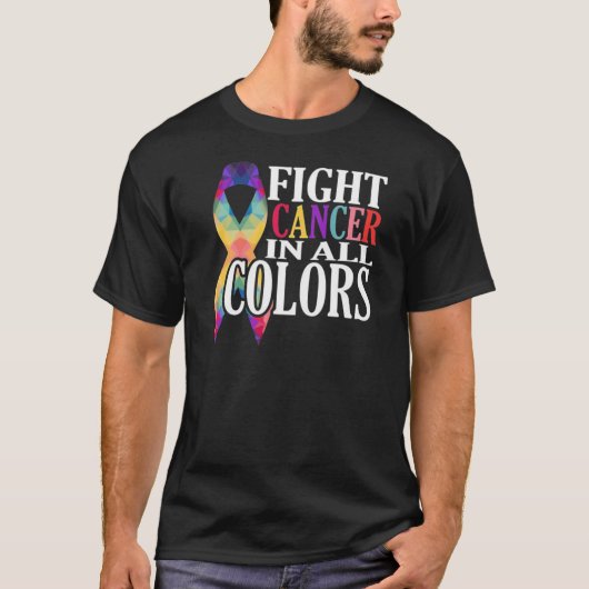 Kankerbestrijding in alle kleuren ondersteunen kan t-shirt (Voorkant)