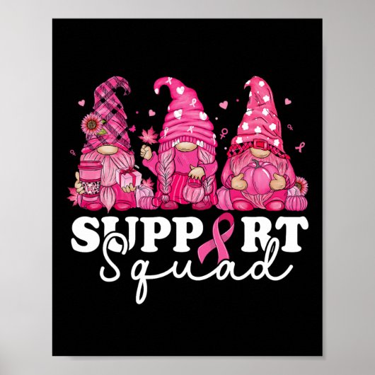 Kankerbestrijding voor vrouwen Gnomen Support Squa Poster (Voorkant)