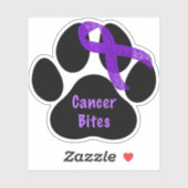 Kankerbeten Paw Print Paarse lint pancreas Sticker (Vel)