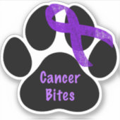 Kankerbeten Paw Print Paarse lint pancreas Sticker (Voorkant)