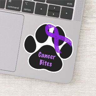 Kankerbeten Paw Print Paarse lint pancreas Sticker