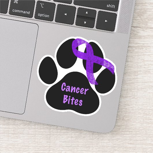 Kankerbeten Paw Print Paarse lint pancreas Sticker (Detail)