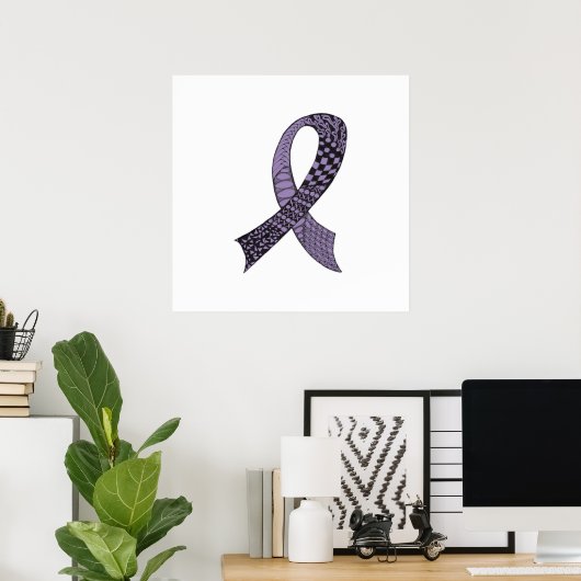 Kankerbewustmakingslint in elke kleur poster (Thuiskantoor)