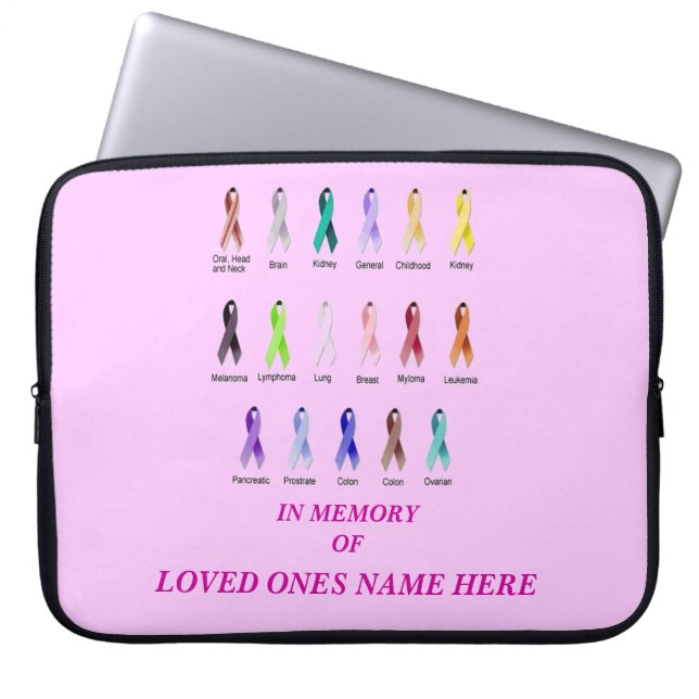 KANKERBEWUSTZIJN AANPASBAAR LAPTOP SLEEVE (Voorkant)