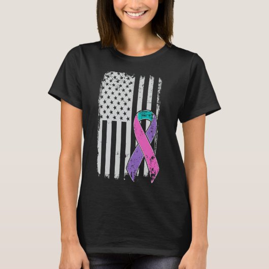 Kankerbewustzijn - Amerikaanse vlag in nood T-shirt (Voorkant)