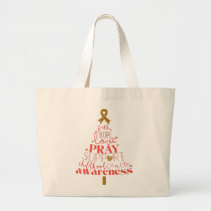 Kankerbewustzijn bij kinderen Kerstboom Grote Tote Bag