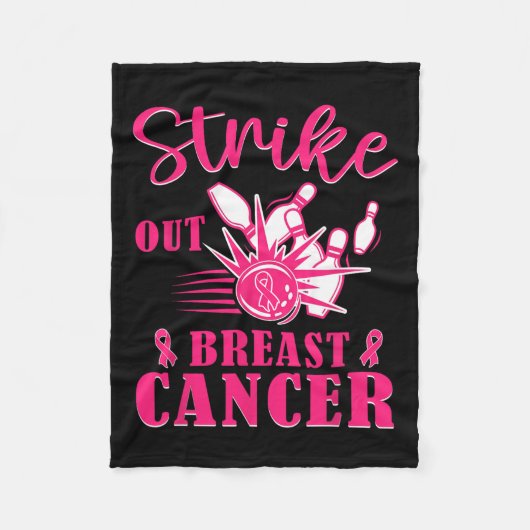 Kankerbewustzijn - Bowling Strike Out Pink Ribbon Fleece Deken (Voorkant)