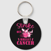 Kankerbewustzijn - Bowling Strike Out Pink Ribbon Sleutelhanger (Voorkant)