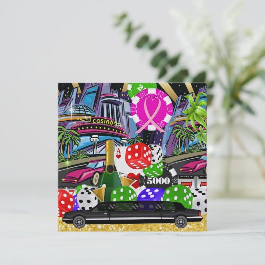 Kankerbewustzijn Casino uitnodiging (Staand voorkant)