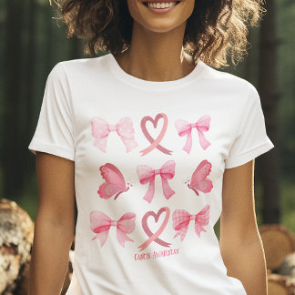 Kankerbewustzijn Coquette Pink Ribbon steungeschen T-shirt