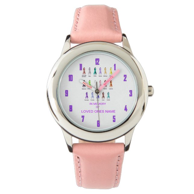 KANKERBEWUSTZIJN GEPERSONALISEERD HORLOGE (Voorkant)