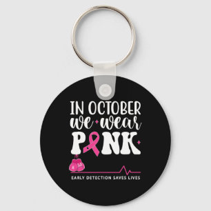 Kankerbewustzijn in oktober Draag we roze Sleutelhanger