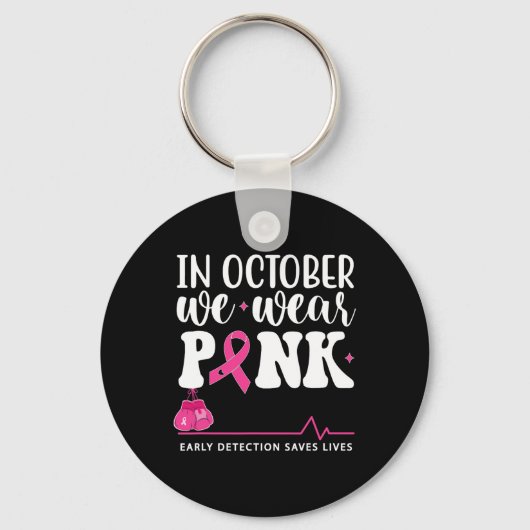 Kankerbewustzijn in oktober Draag we roze Sleutelhanger (Voorkant)