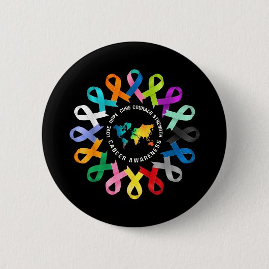 Kankerbewustzijn Kankerlint Steun Ronde Button 5,7 Cm (Voorkant)
