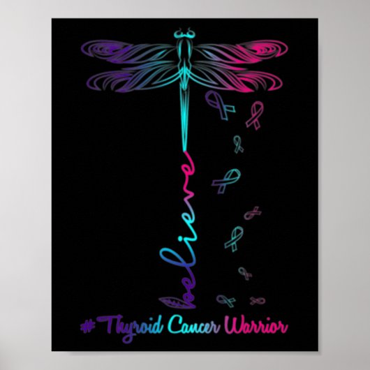 Kankerbewustzijn Krijger Dragonfly Geloof Hoop Poster (Voorkant)