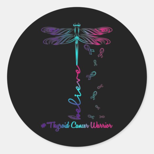 Kankerbewustzijn Krijger Dragonfly Geloof Hoop Ronde Sticker (Voorkant)