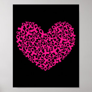 Kankerbewustzijn Maand Ribbon Hart Vrouwen Mannen Poster