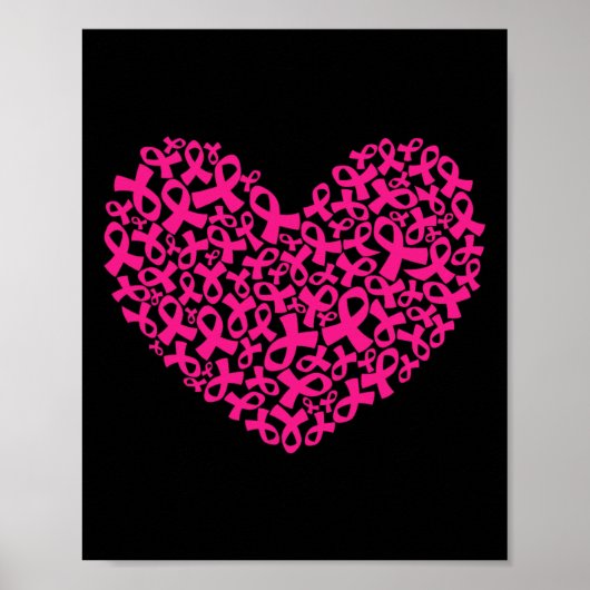 Kankerbewustzijn Maand Ribbon Hart Vrouwen Mannen Poster (Voorkant)