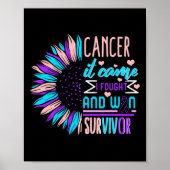 Kankerbewustzijn overlevende zonnebloem thyroïdect poster (Voorkant)