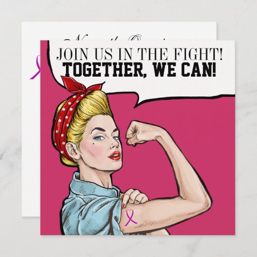 Kankerbewustzijn - Pink Ribbon uitnodiging (Voorkant / Achterkant)