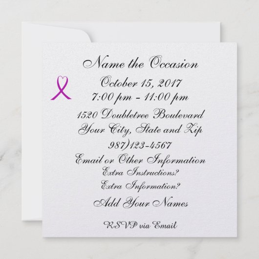 Kankerbewustzijn - Pink Ribbon uitnodiging (Achterkant)